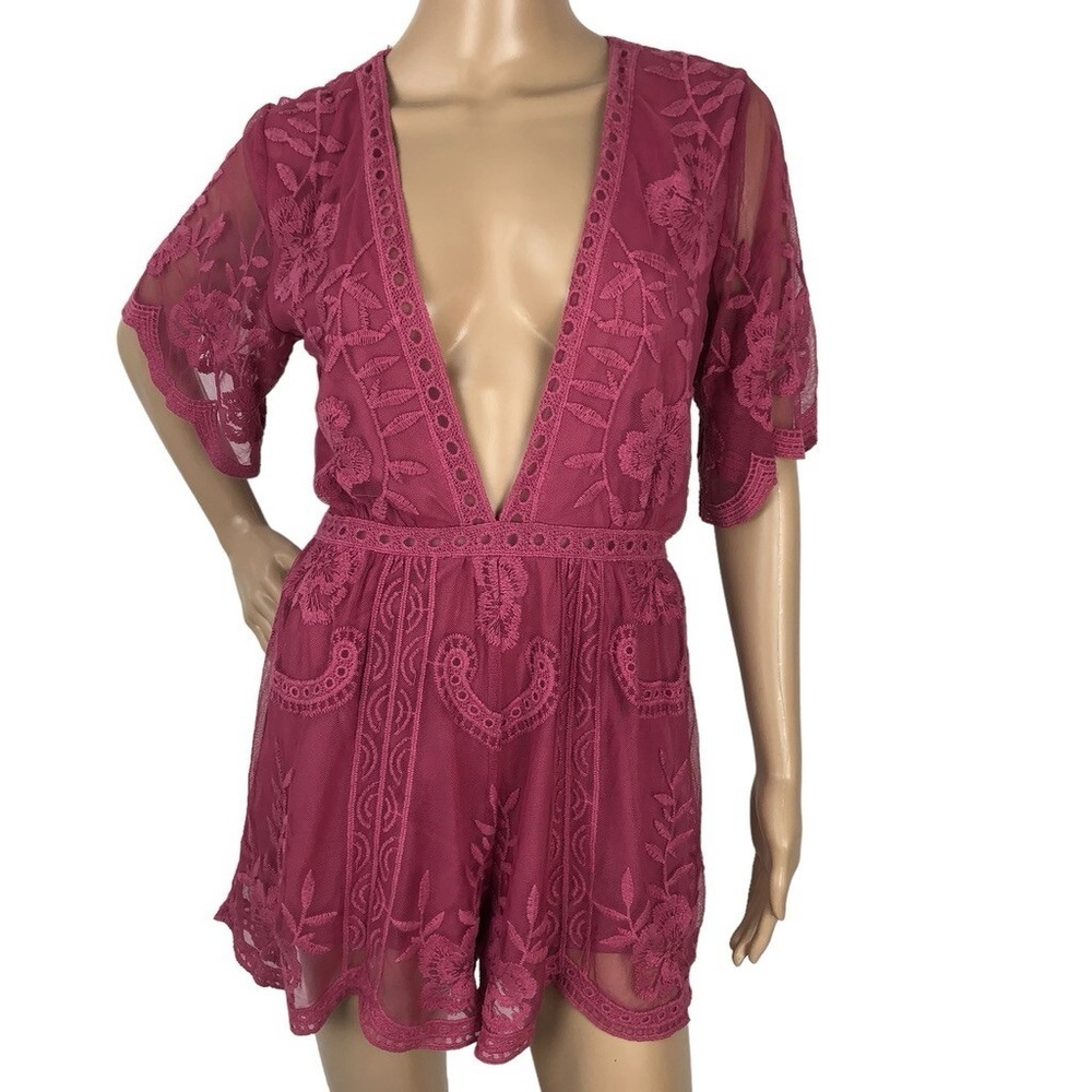 Floral Embroidered Romper Shorts